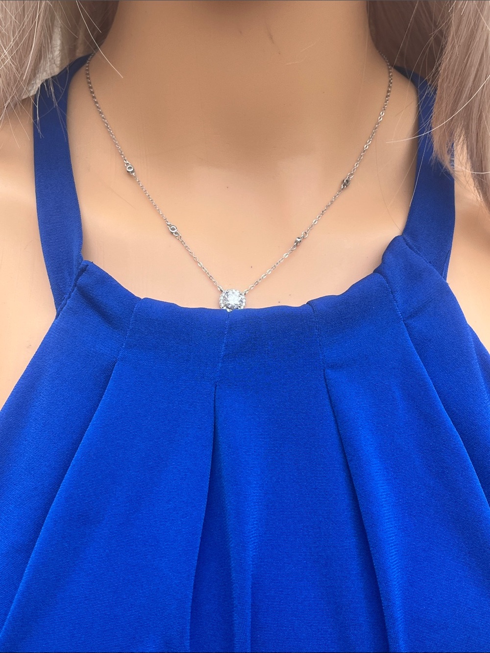 Vince Camuto Drapey Royal Blue Halter Jumpsuit - Picture 2 of 12
